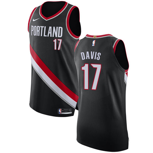 Men's Nike Portland Trail Blazers #17 Ed Davis Authentic Black Road NBA Jersey - Icon Edition