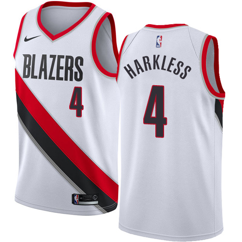 Men's Nike Portland Trail Blazers #4 Moe Harkless Authentic White Home NBA Jersey - Association Edition