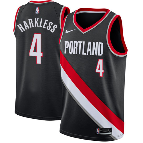 Men's Nike Portland Trail Blazers #4 Moe Harkless Swingman Black Road NBA Jersey - Icon Edition