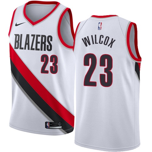 Men's Nike Portland Trail Blazers #23 C.J. Wilcox Authentic White Home NBA Jersey - Association Edition