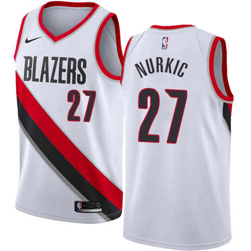 Youth Nike Portland Trail Blazers #27 Jusuf Nurkic Authentic White Home NBA Jersey - Association Edition