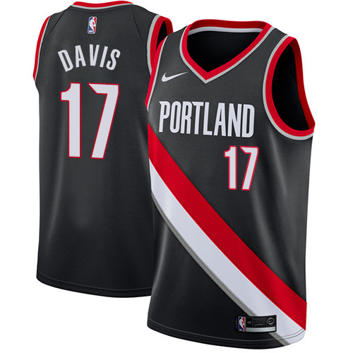 Youth Nike Portland Trail Blazers #17 Ed Davis Swingman Black Road NBA Jersey - Icon Edition
