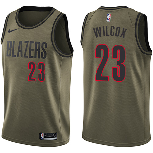 Men's Nike Portland Trail Blazers #23 C.J. Wilcox Swingman Green Salute to Service NBA Jersey