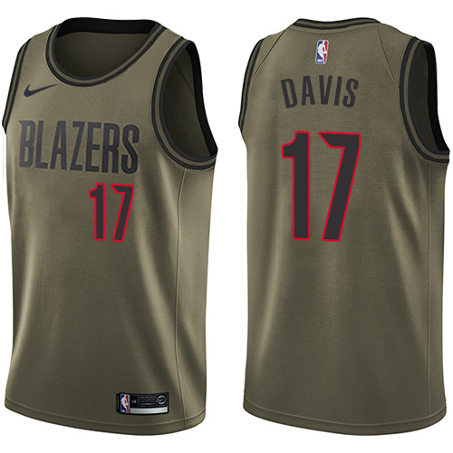 Youth Nike Portland Trail Blazers #17 Ed Davis Swingman Green Salute to Service NBA Jersey