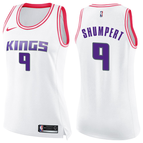 Women's Nike Sacramento Kings #3 George Hill Swingman White/Pink Fashion NBA Jersey