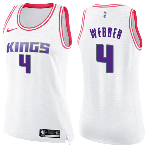 Women's Nike Sacramento Kings #4 Chris Webber Swingman White/Pink Fashion NBA Jersey