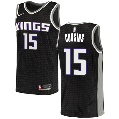 Men's Adidas Sacramento Kings #15 DeMarcus Cousins Authentic Black NBA Jersey Statement Edition