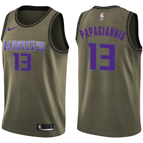 Men's Nike Sacramento Kings #13 Georgios Papagiannis Swingman Green Salute to Service NBA Jersey