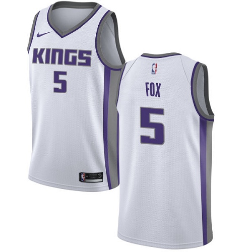 Men's Nike Sacramento Kings #5 De'Aaron Fox Authentic White NBA Jersey - Association Edition