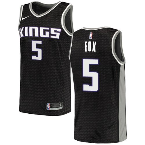 Men's Adidas Sacramento Kings #5 De'Aaron Fox Authentic Black NBA Jersey Statement Edition