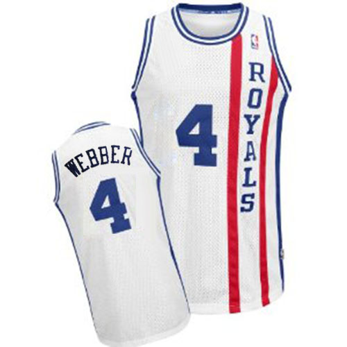 Men's Adidas Sacramento Kings #4 Chris Webber Authentic White Throwback NBA Jersey