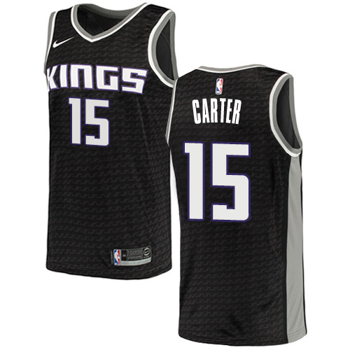 Men's Adidas Sacramento Kings #15 Vince Carter Authentic Black NBA Jersey Statement Edition