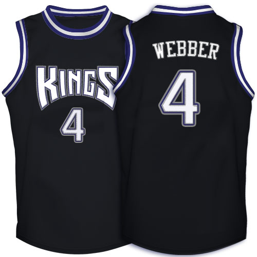 Men's Adidas Sacramento Kings #4 Chris Webber Authentic Black Throwback NBA Jersey