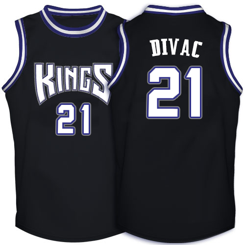 Men's Adidas Sacramento Kings #21 Vlade Divac Authentic Black Throwback NBA Jersey