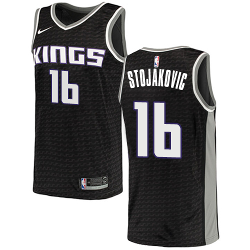 Men's Adidas Sacramento Kings #16 Peja Stojakovic Authentic Black NBA Jersey Statement Edition