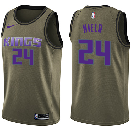 Youth Nike Sacramento Kings #24 Buddy Hield Swingman Green Salute to Service NBA Jersey