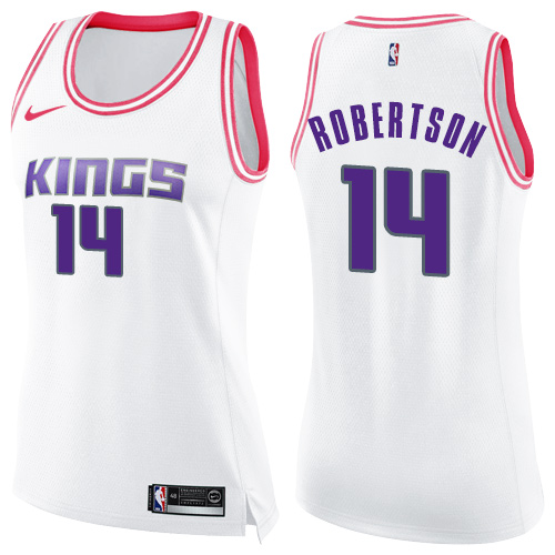 Women's Nike Sacramento Kings #14 Oscar Robertson Swingman White/Pink Fashion NBA Jersey