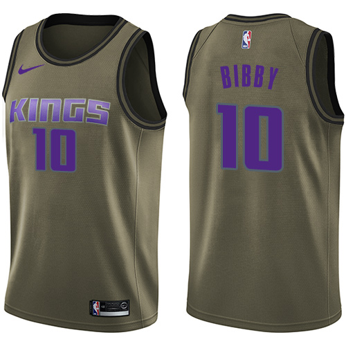 Men's Nike Sacramento Kings #10 Mike Bibby Swingman Green Salute to Service NBA Jersey