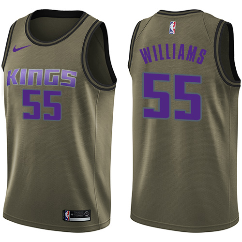 Youth Nike Sacramento Kings #55 Jason Williams Swingman Green Salute to Service NBA Jersey