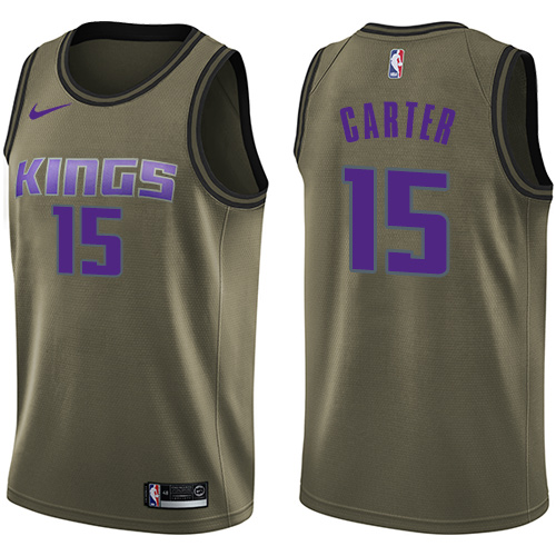 Men's Nike Sacramento Kings #15 Vince Carter Swingman Green Salute to Service NBA Jersey