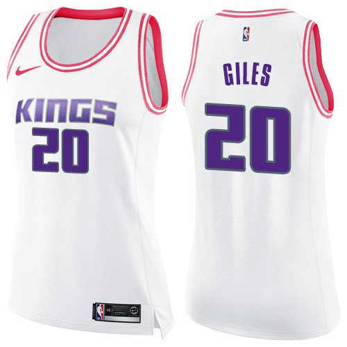 Women's Nike Sacramento Kings #20 Harry Giles Swingman White/Pink Fashion NBA Jersey