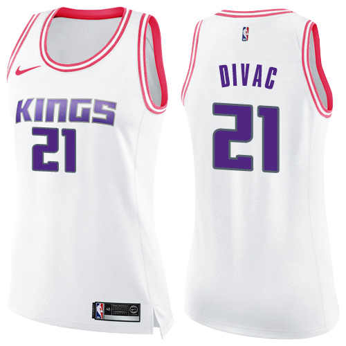 Women's Nike Sacramento Kings #21 Vlade Divac Swingman White/Pink Fashion NBA Jersey