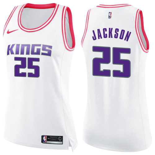 Women's Nike Sacramento Kings #25 Justin Jackson Swingman White/Pink Fashion NBA Jersey