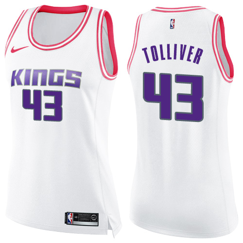 Women's Nike Sacramento Kings #43 Anthony Tolliver Swingman White/Pink Fashion NBA Jersey