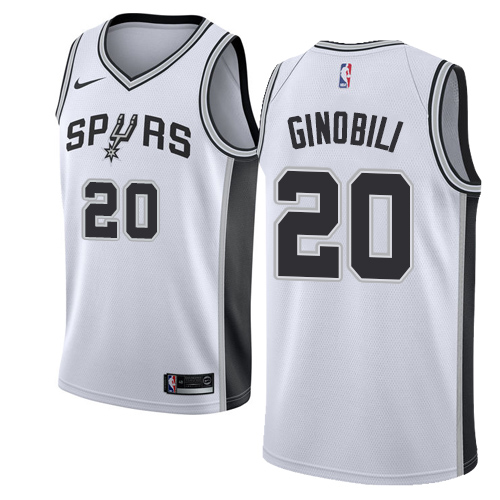Men's Nike San Antonio Spurs #20 Manu Ginobili Authentic White Home NBA Jersey - Association Edition