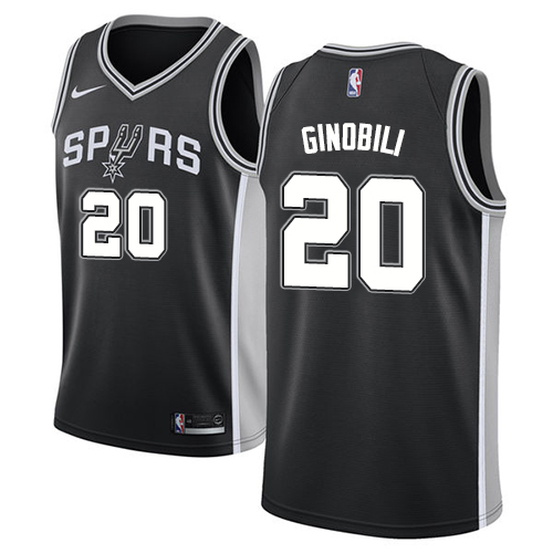 Men's Nike San Antonio Spurs #20 Manu Ginobili Swingman Black Road NBA Jersey - Icon Edition
