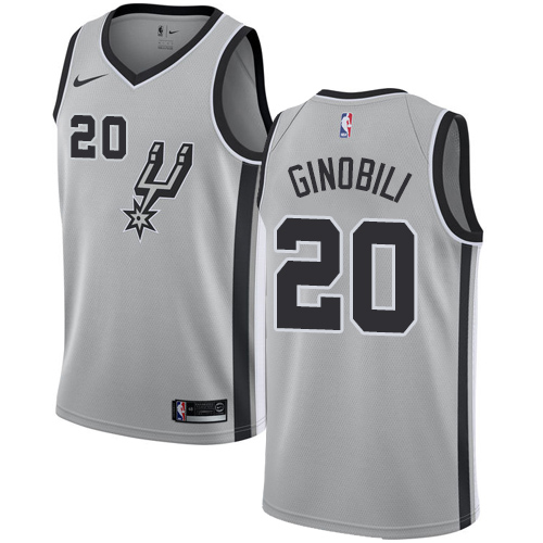 Men's Nike San Antonio Spurs #20 Manu Ginobili Authentic Silver Alternate NBA Jersey Statement Edition