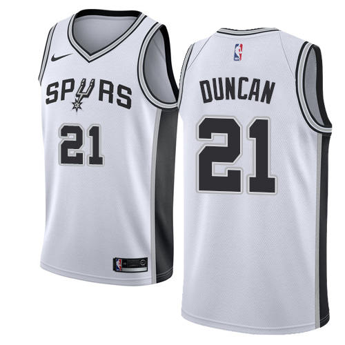 Men's Nike San Antonio Spurs #21 Tim Duncan Swingman White Home NBA Jersey - Association Edition