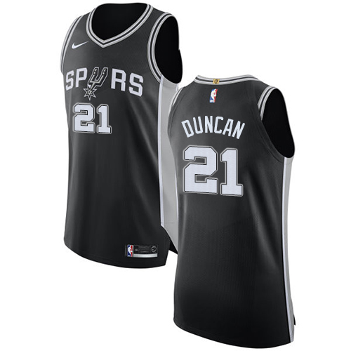 Youth Nike San Antonio Spurs #21 Tim Duncan Authentic Black Road NBA Jersey - Icon Edition
