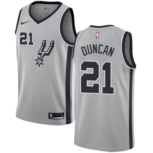 Women's Nike San Antonio Spurs #21 Tim Duncan Swingman Silver Alternate NBA Jersey Statement Edition