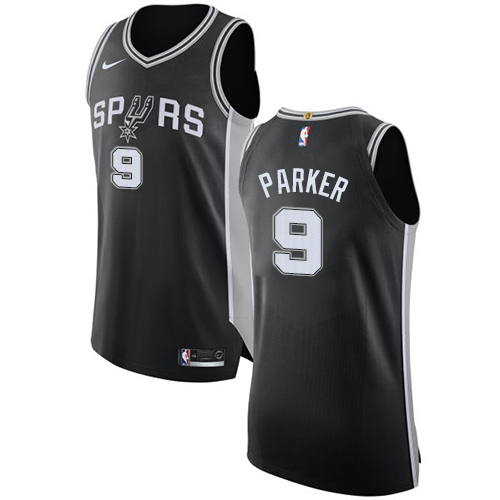 Men's Nike San Antonio Spurs #9 Tony Parker Authentic Black Road NBA Jersey - Icon Edition