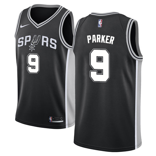 Men's Nike San Antonio Spurs #9 Tony Parker Swingman Black Road NBA Jersey - Icon Edition