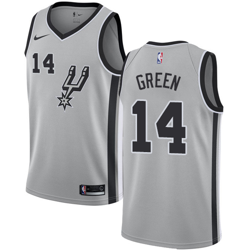 Men's Nike San Antonio Spurs #14 Danny Green Authentic Silver Alternate NBA Jersey Statement Edition