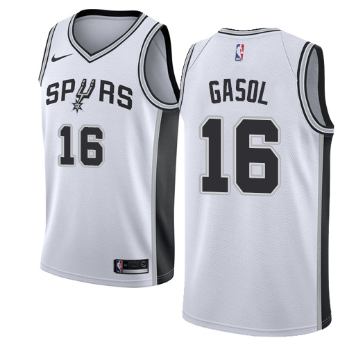 Men's Nike San Antonio Spurs #16 Pau Gasol Swingman White Home NBA Jersey - Association Edition