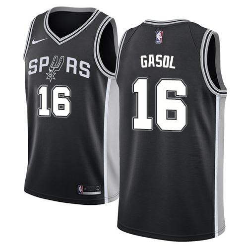 Men's Nike San Antonio Spurs #16 Pau Gasol Swingman Black Road NBA Jersey - Icon Edition