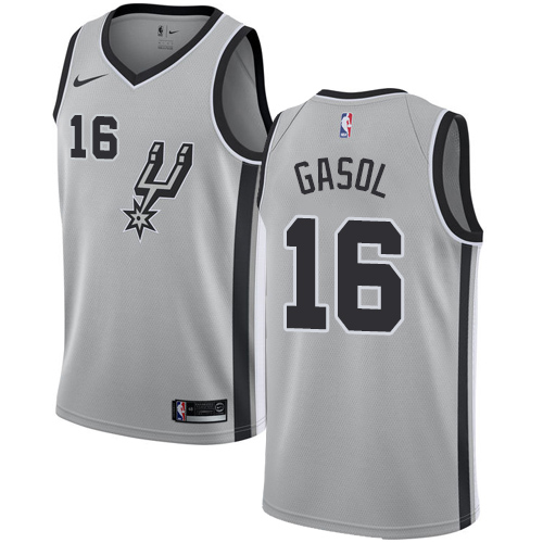 Men's Nike San Antonio Spurs #16 Pau Gasol Swingman Silver Alternate NBA Jersey Statement Edition