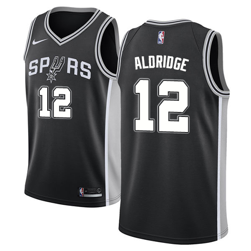 Men's Nike San Antonio Spurs #12 LaMarcus Aldridge Swingman Black Road NBA Jersey - Icon Edition
