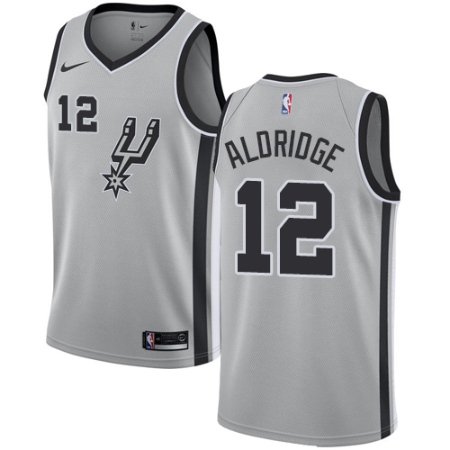 Men's Nike San Antonio Spurs #12 LaMarcus Aldridge Swingman Silver Alternate NBA Jersey Statement Edition