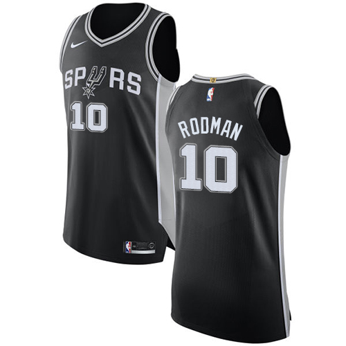 Men's Nike San Antonio Spurs #10 Dennis Rodman Authentic Black Road NBA Jersey - Icon Edition