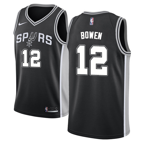 Men's Nike San Antonio Spurs #12 Bruce Bowen Swingman Black Road NBA Jersey - Icon Edition