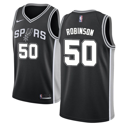 Men's Nike San Antonio Spurs #50 David Robinson Swingman Black Road NBA Jersey - Icon Edition