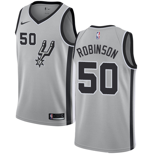 Men's Nike San Antonio Spurs #50 David Robinson Authentic Silver Alternate NBA Jersey Statement Edition