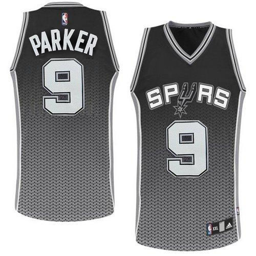 Men's Adidas San Antonio Spurs #9 Tony Parker Authentic Black Resonate Fashion NBA Jersey