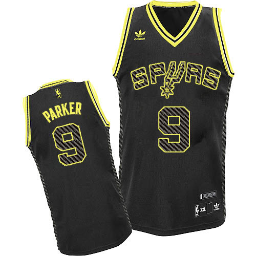 Men's Adidas San Antonio Spurs #9 Tony Parker Swingman Black Electricity Fashion NBA Jersey
