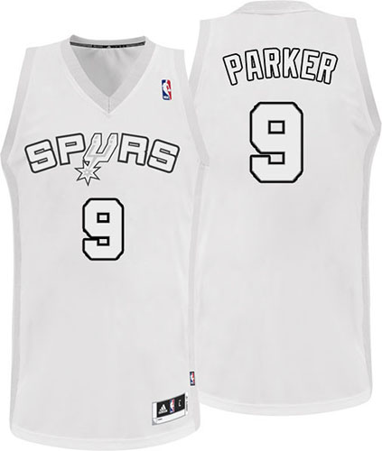 Men's Adidas San Antonio Spurs #9 Tony Parker Authentic White Winter On-Court NBA Jersey