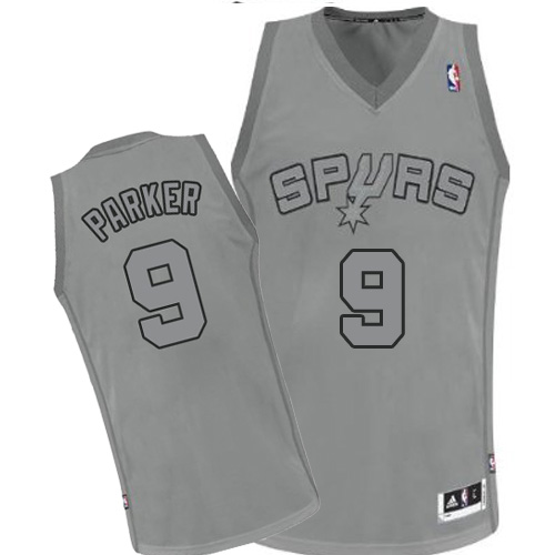 Men's Adidas San Antonio Spurs #9 Tony Parker Authentic Grey Big Color Fashion NBA Jersey